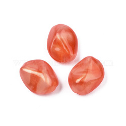Opake Legierung Perlen, Zweifarbige Farbe, mit Glitzerpulver, Nuggets, orange rot, 25.5x20x12.5 mm, Bohrung: 2 mm, ca. 135 Stk. / 500 g