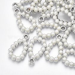 Uv pendenti placcatura acrilico, con materiale acrilico perla imitazione, lacrima, platino, 24x14x4.5mm, Foro: 2 mm