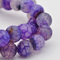 Dyed Crackle Agate Round Bead Strands, Faceted, Mauve, 10mm, Hole: 1mm, about 42pcs/strand, 15.3 inch