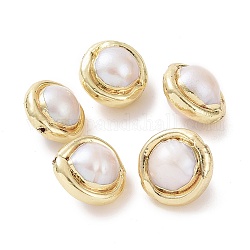 Perle barocche naturali di perle barocche, perla d'acqua dolce coltivata, bordo dorato placcato, pepite, oro, 15.5~26x12~16x10~12mm, Foro: 0.7 mm