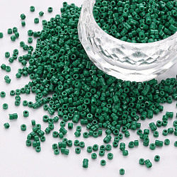 GlasZylinderförmigperlen, Perlen, Backen Farbe, Rundloch, Meergrün, 1.5~2x1~2 mm, Bohrung: 0.8 mm, ca. 45000 Stk. / Beutel, etwa 1 Pfund / Beutel