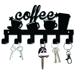 Железные настенные крючки вешалки, декоративная стойка-органайзер с 6 крючком, для сумки ключ для одежды шарф подвесной держатель, кофе, металлический черный, 15x27 см