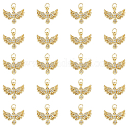 DICOSMETIC 20Pcs Rhinestone Bird Charms Brass Cubic Zirconia Pendants 18K Gold Plated Bird Charms Small Animal Dangle Pendants with Jump Ring for Necklace Bracelet Jewelry Making, Hole: 3mm