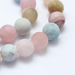 Fili di perline morganite naturale, smerigliato, tondo, 8~8.5mm, Foro: 1 mm, circa 48pcs/filo, 15.55 pollice (39.5 cm)
