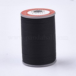 Cordon de polyester ciré, cordon micro macramé, cordon torsadé, ronde, noir, 1mm, environ 57.96~65.62 yards (53~60 m)/rouleau