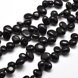 Natürlichen Obsidian Nuggets Perlenstränge, 8~22x7~16x4~8 mm, Bohrung: 1 mm, etwa 16 Zoll