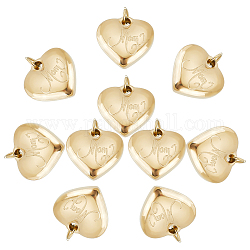 Unicraftale 10 Stück goldenes Edelstahl-Herz mit Wort „Mama“-Anhänger, Muttertag-Thema-Anhänger, 12 mm, hypoallergenes Metall, baumelnde Mutter-Anhänger für die Schmuckherstellung