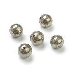 Natürliche Pyrit Perlen, Hälfte gebohrt, Runde, 8.5 mm, Bohrung: 1.2 mm