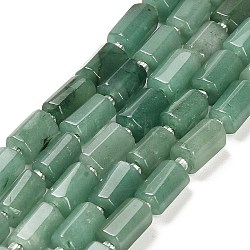 Verde naturale perline avventurina fili, con perline semi, colonna sfaccettata, 9~11x6~7.5x6~7.5mm, Foro: 1.2 mm, circa 30pcs/filo, 15.16~15.55 pollice (38.5~39.5 cm)