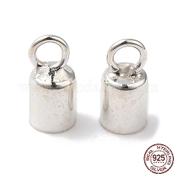 925 Sterling Silver Cord Ends, End Caps, Column, Silver, 7.5x3.5mm, Hole: 1.8mm, Inner Diameter: 3mm