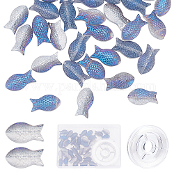 Sunnyclue kit per la creazione di braccialetti con perline di pesce fai da te, comprese le perle di vetro placcato smerigliato, filo elastico, verde mare chiaro, perline: 15x8x5 mm, Foro: 1 mm, 50pcs/scatola