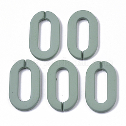 Opaque Spray Painted Acrylic Linking Rings, Quick Link Connectors, for Cable Chains Making, Unwelded, Oval, Medium Aquamarine, 36x21x4mm, Inner Diameter: 24x8mm