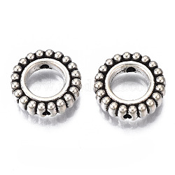 Séparateurs perles en alliage de style tibétain, ronde, sans cadmium et sans plomb, anneau, argent antique, 12.5x3.5mm, Trou: 1.2mm, environ 720 pcs/1000 g