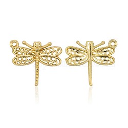 Nickel Free & Lead Free Golden Plated Alloy Dragonfly Pendants, Long-Lasting Plated, 21x23.5x2mm, Hole: 1.5mm