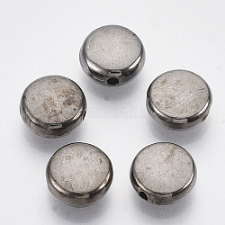 Ccb Kunststoff-Perlen, Flachrund, Metallgrau, 9x9x4 mm, Bohrung: 1.4 mm, ca. 2300 Stk. / 500 g