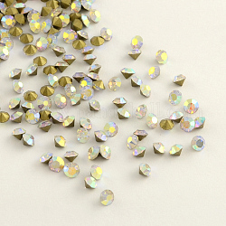 Strass en verre pointé , dos plaqué, diamant, cristal ab, 1.4~1.5mm, environ 144 pcs / brut