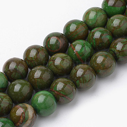 Chapelets de perles en jaspe avec images naturelles, teinte, ronde, verte, 4mm, Trou: 1mm, Environ 90 pcs/chapelet, 15.70'' (39.87 cm)