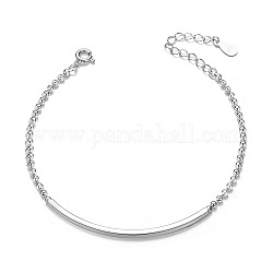 Shegrace magnifique bracelet en argent sterling plaqué rhodium 925, avec tube perles, platine, 165mm