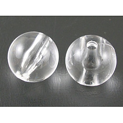 Perline acrilico trasparente, tondo, bianco, circa6 mm di diametro, foro:1.5mm