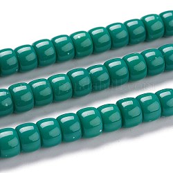 Brins de perles de verre k9, imitation de perles de verre de jade, colonne, sarcelle, 8~8.5x5.5~6mm, Trou: 1.4mm, Environ 67 pcs/chapelet, 15.83 pouce (40.2 cm)