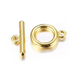 Tibetan Style Alloy Toggle Clasps, Lead Free & Cadmium Free & Nickel Free, Golden Color, Size: Ring: about 14mm in diameter, 3mm thick, bar: 20mm long, hole: 2mm
