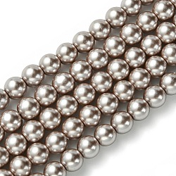 Fili di perle di vetro colorato ecologiche, grado a, tondo, cavetto in cotone filettato, marrone rosato, 6mm, Foro: 1.2~1.5 mm, circa 70pcs/filo, 15.7 pollice