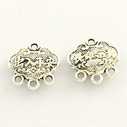 Tibetan Style Zinc Alloy Chandelier Components Links, Longevity Lock with Chinese Characters, Antique Silver, 14x14x4mm, Hole: 2mm, about 637pcs/1000g
