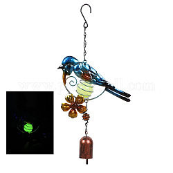 Carillons éoliens, Décorations de pendentif d'oiseau d'art de fer avec une boule qui brille dans le noir, bleu, 340x180mm