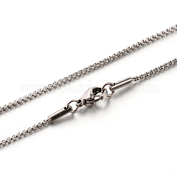 304 Stainless Steel Rolo Chain Necklaces, Stainless Steel Color, 25.2 inch(64cm), 1.5mm