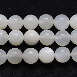 Natürlichen weißen Mondstein Perlen Stränge, Runde, 4 mm, Bohrung: 1 mm