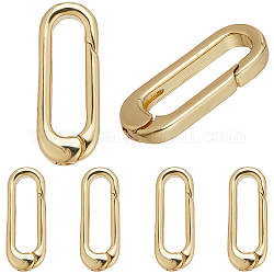 SUNNYCLUE 6Pcs Brass Spring Gate Rings, Cadmium Free & Lead Free, Long-Lasting Plated, Oval, Real 18K Gold Plated, 18x7x3mm