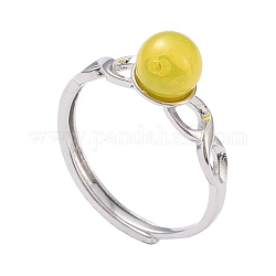 (продажа фабрики ювелирных изделий) регулируемые латунные кольца для пальцев, бусины с бисером, круглые, платина, желтые, Размер 6, внутренний диаметр: 17 мм