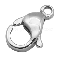 304 Stainless Steel Lobster Claw Clasps, Parrot Trigger Clasps, Manual Polishing, Stainless Steel Color, 16x10.5x4.7mm, Hole: 2.2mm