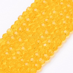 Chapelets de perles en verre, facetté (32 facettes), ronde, or, 4mm, Trou: 1mm, Environ 98 pcs/chapelet, 13.7 pouce