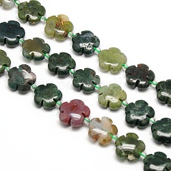 Natural Flower Rainbow Moss Agate Beads Strands, 15x5.5mm, Hole: 1mm, about 27pcs/strand, 16.53 inch