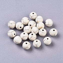 Kunsttürkisfarbenen Perlen Stränge, gefärbt, Runde, Zitronen-Chiffon, 10 mm, Bohrung: 1 mm, ca. 800 Stk. / 1000 g