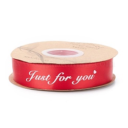 Polyester Grosgrainbänder, mit Wort für Dich, für Geschenkverpackungsparty, rot, 1 Zoll (25 mm), 45 m / Rolle