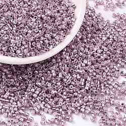 Perles de rocaille cylindriques, couleurs métalliques, taille uniforme, lilas, 2x1.5mm, Trou: 0.8mm, environ 40000 pcs / sachet , 450 g / sac