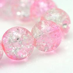 Backen gemalt Knistern Glasperlenstränge, Runde, rosa, 4 mm, Bohrung: 1.1~1.3 mm, ca. 200 Stk. / Strang, 31.4 Zoll
