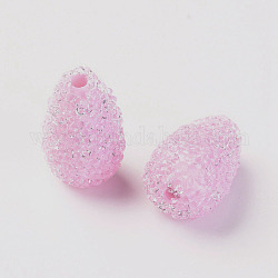Бусины из cмолы, с кристально горный хрусталь, имитация конфеты в стиле еды, слеза, розовый жемчуг, 22.5~23.5x13.5 мм, отверстие : 2.5 мм