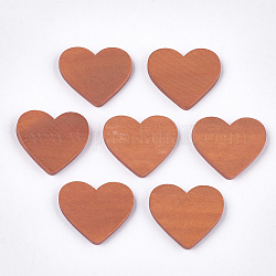 Bemalte Holz Cabochons, Herz, Schokolade, 18~19x20.5x2 mm