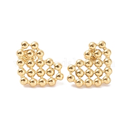 Ion Plating(IP) 304 Stainless Steel Stud Earring for Women, Hollow Cut Heart, Golden, 14.5x19x2.5mm, Pin: 0.8mm