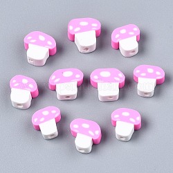 Perline polimero argilla fatto a mano, fungo, perla rosa, 9~13x8.5~12x4~5mm, Foro: 1.8 mm
