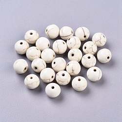 Synthetic Magnesite Beads, Round, White, 10mm, Hole: 0.8mm, about 800pcs/kg