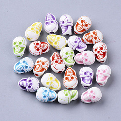 Craft Style Acrylic Beads, Skull, Mixed Color, 13x9.5x8.5mm, Hole: 2.5mm, about 950pcs/500g