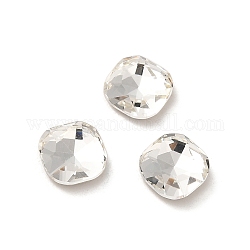 Cabujones de cristal de rhinestone, punta trasera y trasera plateada, facetados, cuadrado, cristal, 7x7x3mm