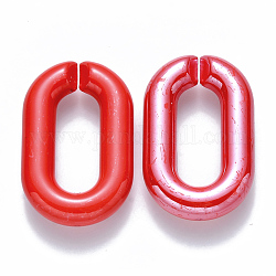 Opake Acryl Verknüpfung Ringe, Quick-Link-Anschlüsse, zur Herstellung von Kabelketten, perlig, Oval, rot, 31x19.5x5.5 mm, Innendurchmesser: 19.5x7.5 mm