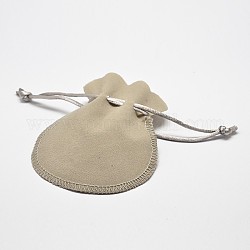 Velvet Bags Drawstring Jewelry Pouches, for Party Wedding Birthday Candy Pouches, Beige, 16x13cm