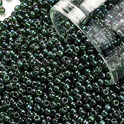 Toho perline rotonde, perline giapponesi, (322) oro lustro smeraldo, 11/0, 2.2mm, Foro: 0.8 mm, su 1110pcs / bottiglia, 10 g / bottiglia