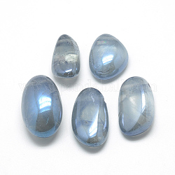 Electroplate colgantes de cristal de cuarzo natural, pepitas, azul acero claro, 28~43x14~29x10~21mm, agujero: 2 mm